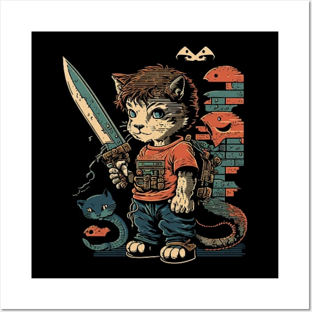 Knife Cat Pixel Art Wall Art by Pixel-Eye